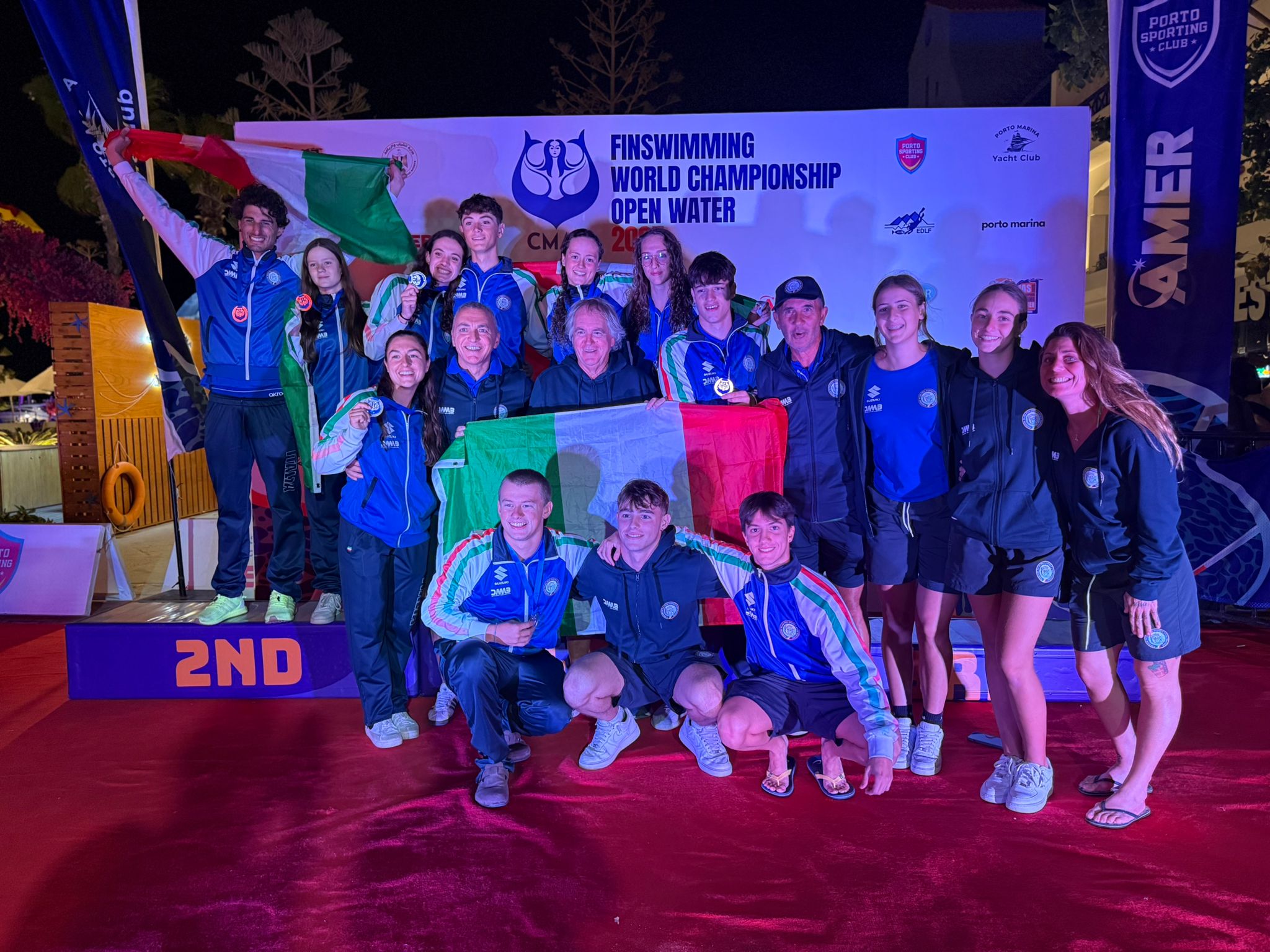 Foto di gruppo nazionale nuoto pinnato in acque libere 10 ottobre 2025