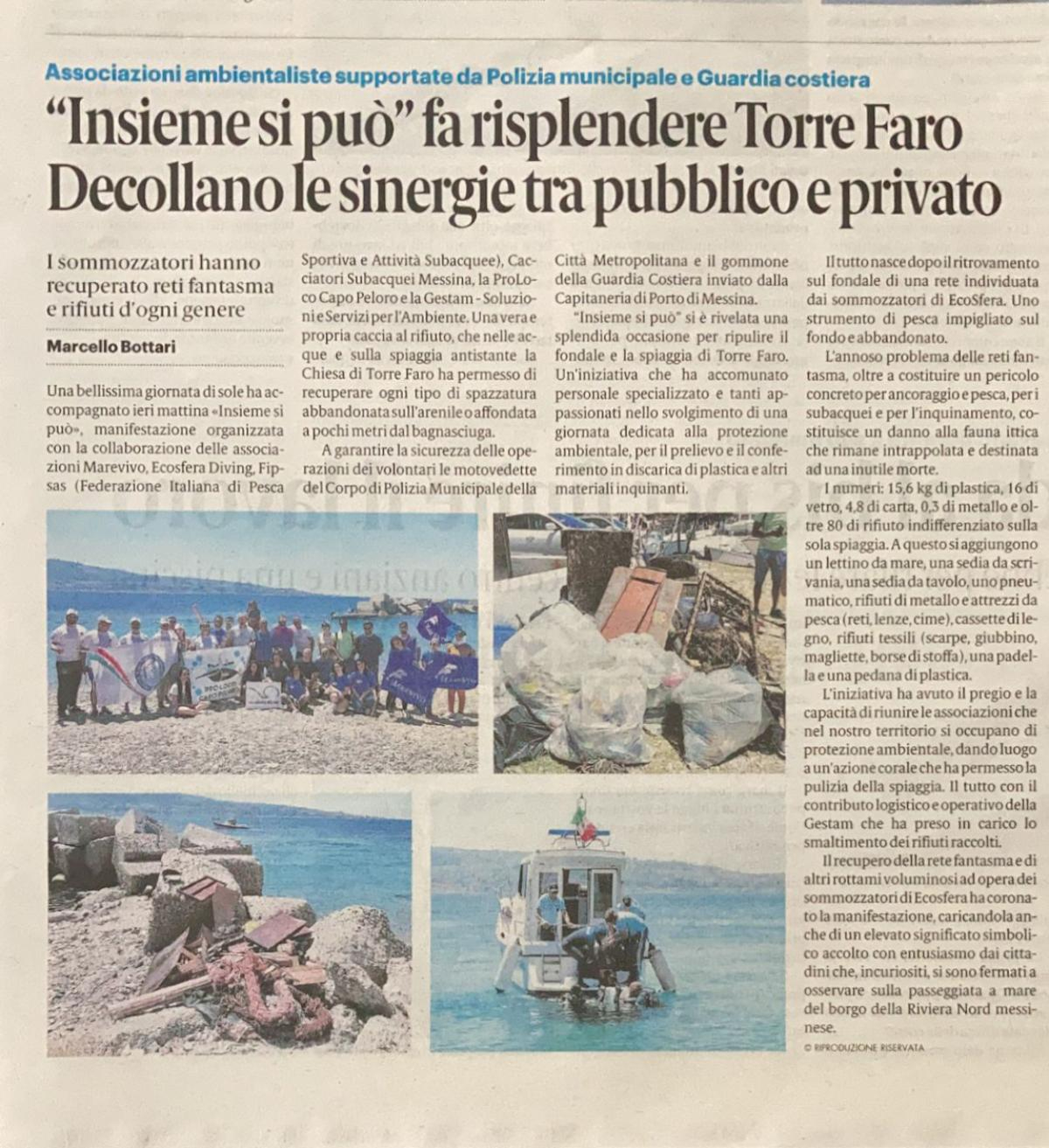 Articolo Messina Gazzetta del Sud 23 5 2022